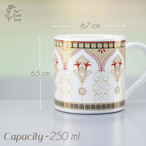 Set Of 6 Golden Dmask Tea Cup - The Earth Store - Tea Cups